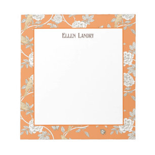Orange Chinoiserie Blommigt Anteckningsblock