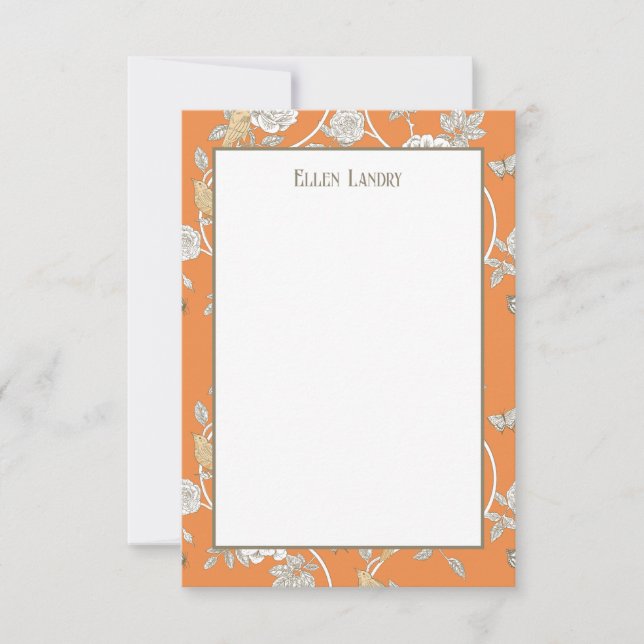 Orange Chinoiserie Flowers Tack Kort (Framsida)