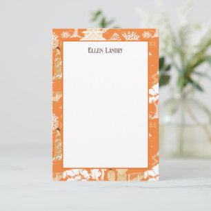 Orange Chinoiserie Pagodas Tack Kort