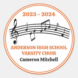 Orange Choir Anpassningsbar High School Studentfes Runt Klistermärke