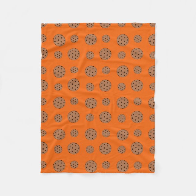 Orange Choklad chip kakor mönster Fleecefilt (Framsidan)