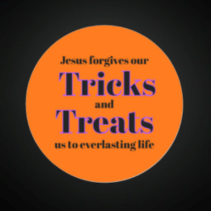 Orange Christian Gospel Halloween Bus eller godis Runt Klistermärke