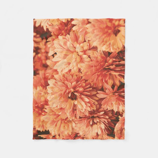 Orange Chrysanthemum Blanket Fleecefilt (Framsidan)