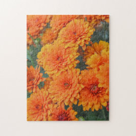 Orange Chrysanthemum Blomsterträdgård Art Puzzle Pussel