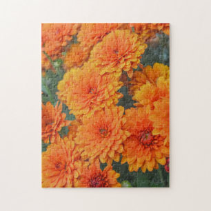 Orange Chrysanthemum Blomsterträdgård Art Puzzle Pussel