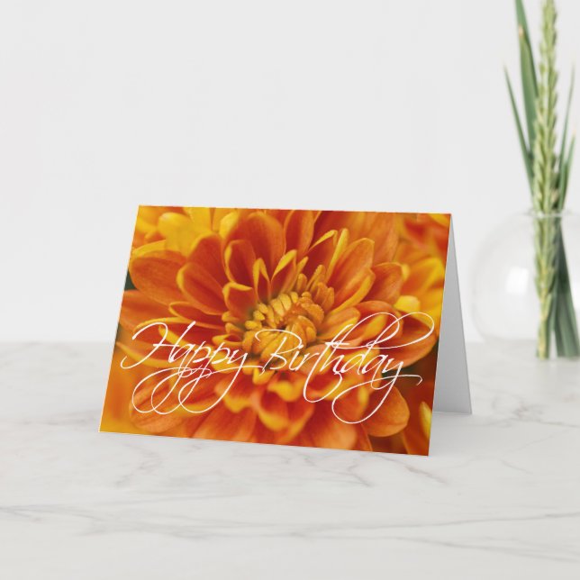 Orange Chrysanthemum Grattis på födelsedagen Kort (Framsida)