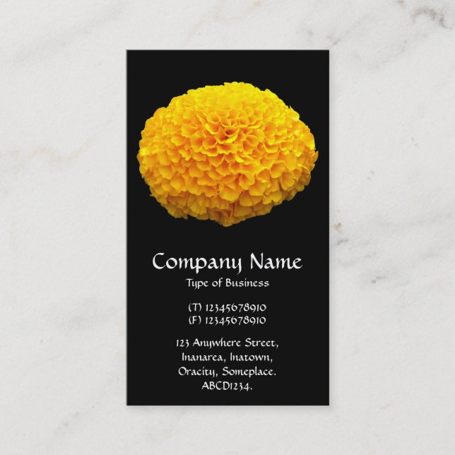 Orange Chrysanthemum - svart Visitkort (Framsida)