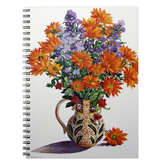 Orange Chrysanthemums Anteckningsbok Med Spiral (Framsidan)
