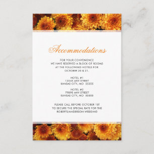 Orange Chrysanthemums bröllopsinbjudan Tilläggskort