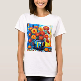 Orange Chrysanthemums i vas T Shirt