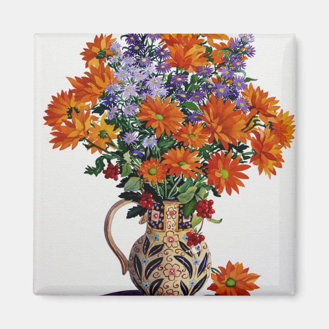Orange Chrysanthemums Magnet (Framsidan)