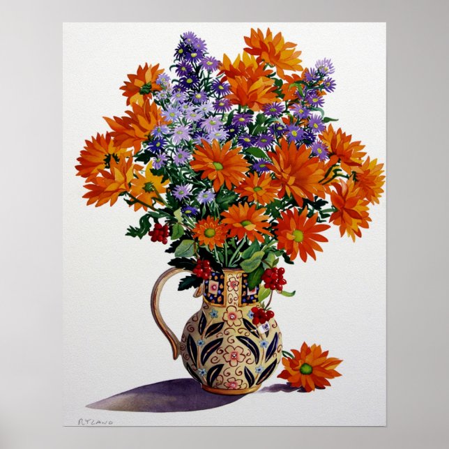 Orange Chrysanthemums Poster (Framsidan)