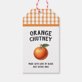Orange Chutney Preserve-etikett kontrollerad mönst Presentetikett