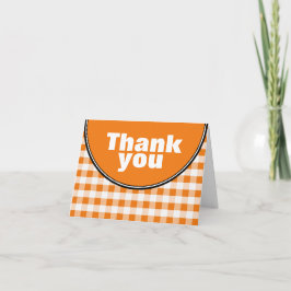 Orange Circle Gingham anpassningsbar - Tack. Tack Kort