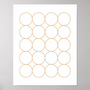 Orange Circle Star Mid Century Modern Poster