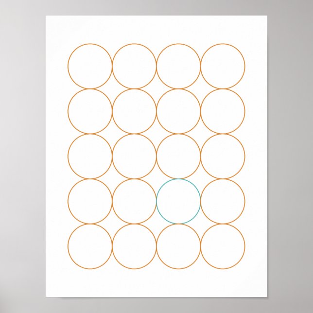 Orange Circle Star Mid Century Modern Poster (Framsidan)