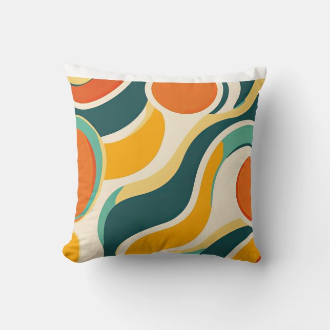 Orange Circles and Färg Streams Kudde (Framsida)