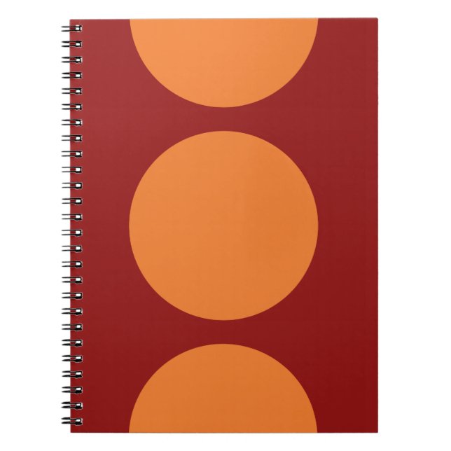 Orange Circles on Red Anteckningsbok Med Spiral (Framsidan)