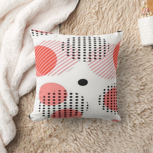Orange Circles with Black Polka Dots pattern Kudde (Filt)