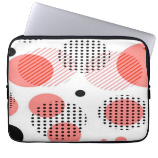 Orange Circles with Black Polka Dots pattern Laptop Fodral