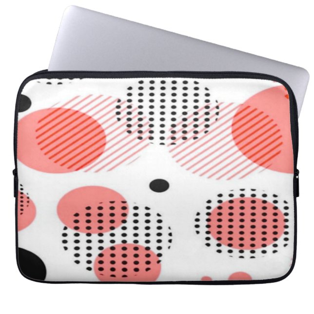Orange Circles with Black Polka Dots pattern Laptop Fodral (Framsidan)