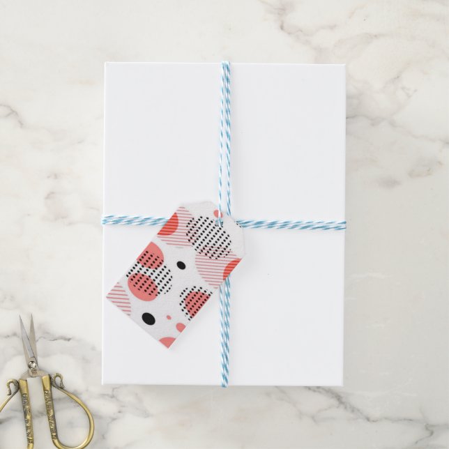 Orange Circles with Black Polka Dots pattern Presentetikett (Med Snöre)