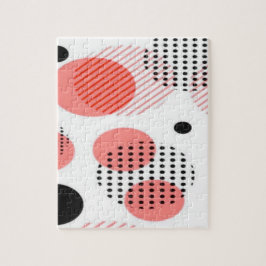 Orange Circles with Black Polka Dots pattern Pussel