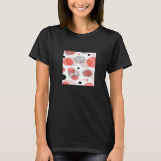 Orange Circles with Black Polka Dots pattern T Shirt