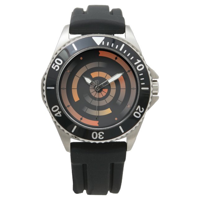 Orange Circular Mönster Radar Watch Armbandsur (Framsida)
