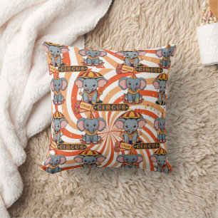 Orange Circus Elephant Print Kudde