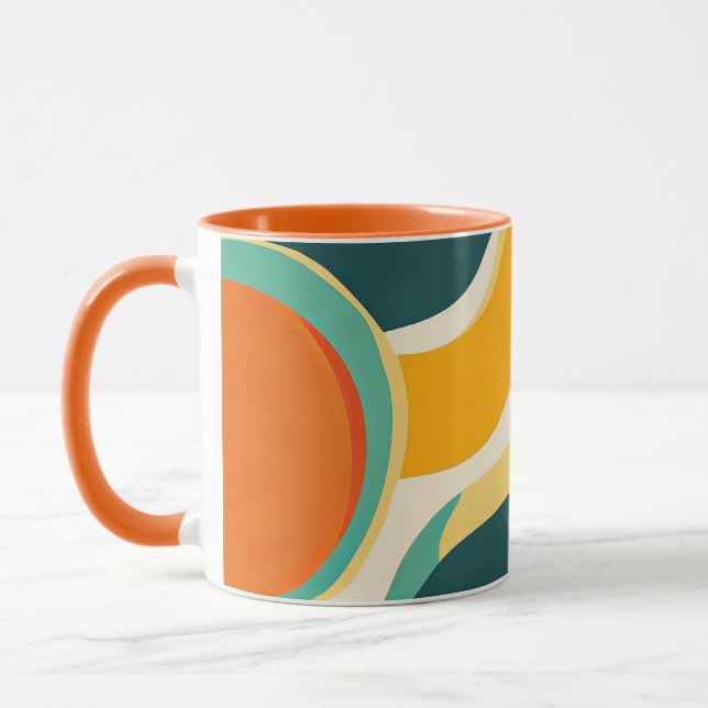 Orange cirklar och färgströmmar mugg (Vänster)