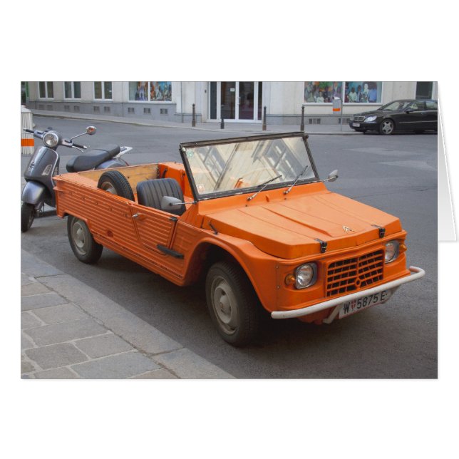 Orange Citroen Mehari Hälsningskort (Framsidan Horizontal)
