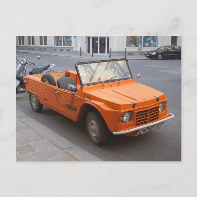 Orange Citroen Mehari Vykort (Framsida)