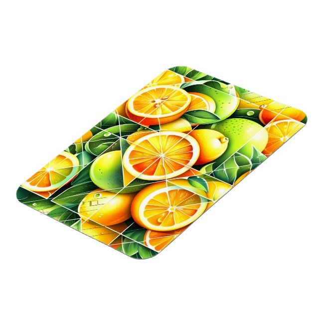Orange Citron Botanisk Citrus Geometrisk Magnet (Vänstra Sidan)