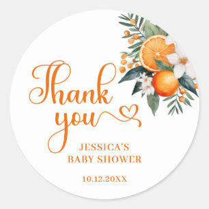 Orange Citrus Baby Shower-favoriter Runt Klistermärke