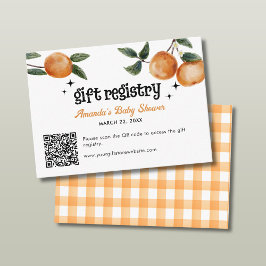 Orange Citrus Baby Shower Gåsteregister QR-kod Tilläggskort