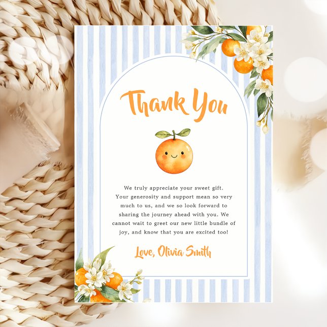 Orange Citrus Baby Shower Tacksamhetskort (Skapare uppladdad)