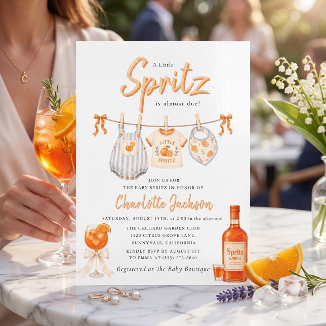 Orange Citrus Baby Spritz Bebis Bebisfest Inbjudan (Skapare uppladdad)