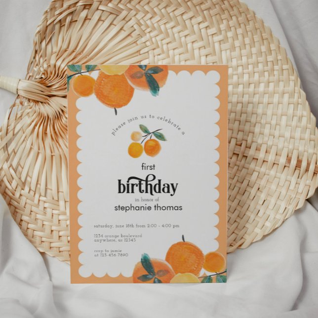 Orange Citrus Birthday bjudande Inbjudningar (Skapare uppladdad)