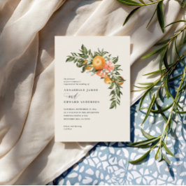 Orange citrus blommar vattenfärgen botanical bröll