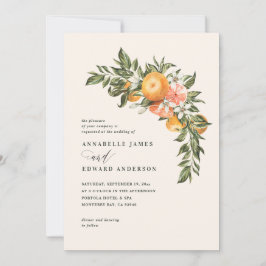 Orange citrus blommar vattenfärgen botanical bröll