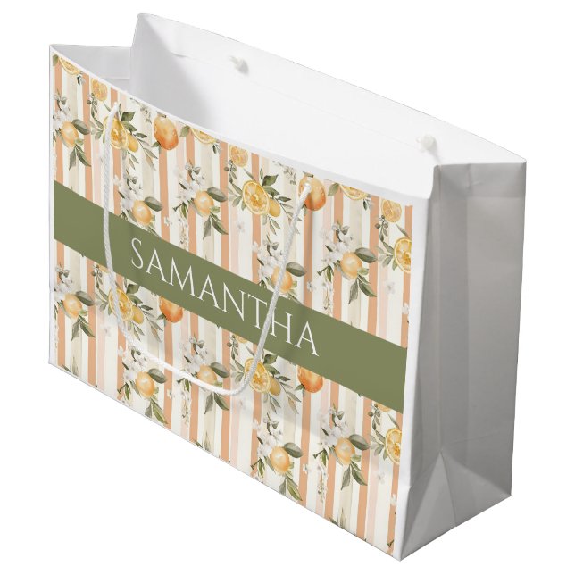 Orange Citrus Blommig Persiennrand Namn  (Framsidan Vinklad)
