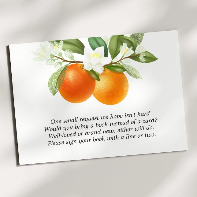 Orange Citrus Blommiga Böcker För Bebis Inneslutni Tilläggskort (Skapare uppladdad)