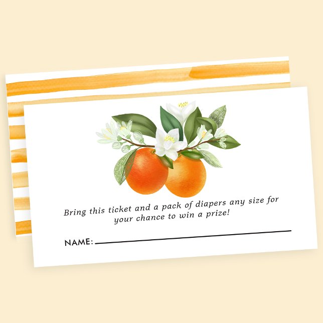 Orange Citrus Blommigt Baby Shower Diaper Raffle Tilläggskort (Skapare uppladdad)