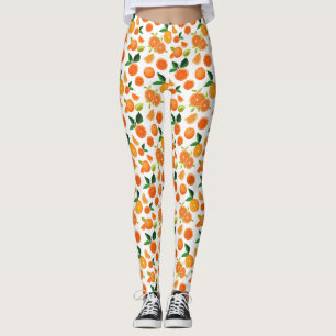 Orange Citrus Botanical Mönster Leggings
