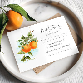 Orange Citrus Calligraphy Bröllop OSA Card Kort