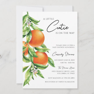 Orange Citrus Cutie på Way Baby Shower Inbjudningar