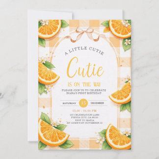 Orange Citrus First Birthday Party Invite Inbjudningar