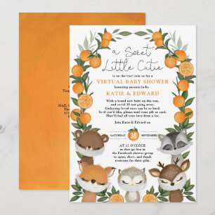 Orange Citrus Forest Animals Virtuell Baby Shower Inbjudningar