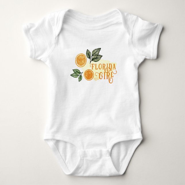 Orange Citrus Fruit Florida Girl Baby Bodydräkt T Shirt (Framsida)